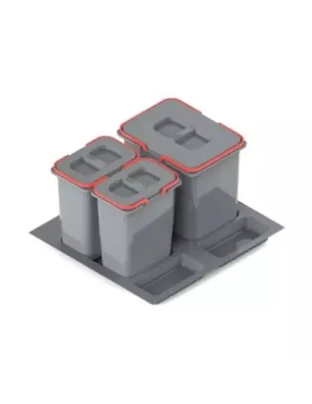 Koš odpadkový REJS PRAKTIKO 60/40/3 do zásuvky 20l+2x9l v400mm šedý