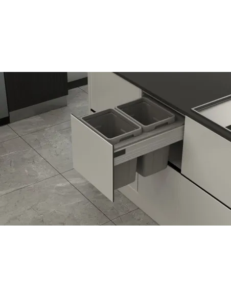 Odpadkový 2-koš Elegance, 2x13 l, 362-368x506x340, K40-šedý plast