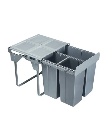 Výsuvný odpadkový 3-koš Komfort + set pro úchyt dvířek, 1x34 l + 2x17 l, K60