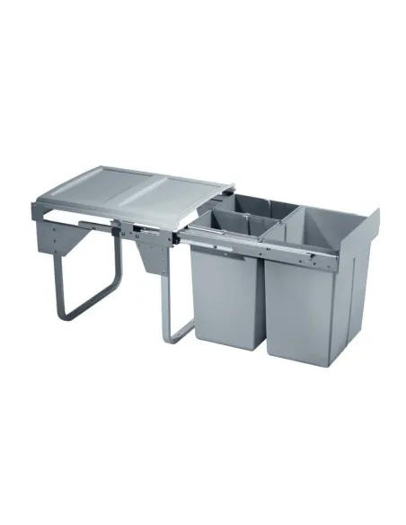 Výsuvný odpadkový 3-koš Komfort, 1x20 l + 2x10 l, K45-šedý plast