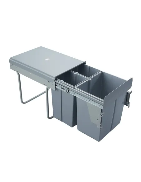 Výsuvný odpadkový 3-koš s úchyty dvířek,  2x10 l+1x20 l, K40-šedý plast