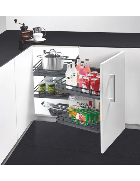 Slepý roh Elegance s tlumeným dovřením - Pravý,plná dna, 850x490x520mm, antracit