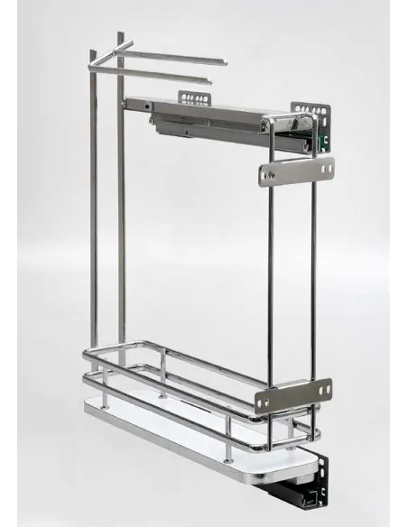 Plnovýsuvný koš Elegance boční s držáky utěrek a tl.dovřením - Levý 150 mm