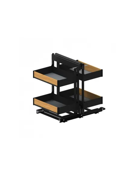 Box rohový CORNER PURO Black 800L plné dno černá matná/dub levý