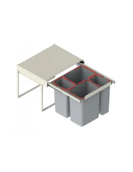 Koš odpadkový JC609 60V 2x20l+2x9l v450mm plnovýsuv soft šedý