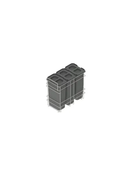 Odpadkový koš VARIANT MULTI 30 3x9l v440 bez výsuvu šedý