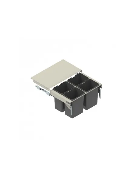 Odpadkový koš SEGREGO Front 80V 4x20l v425, L480mm plnovýsuv soft šedý