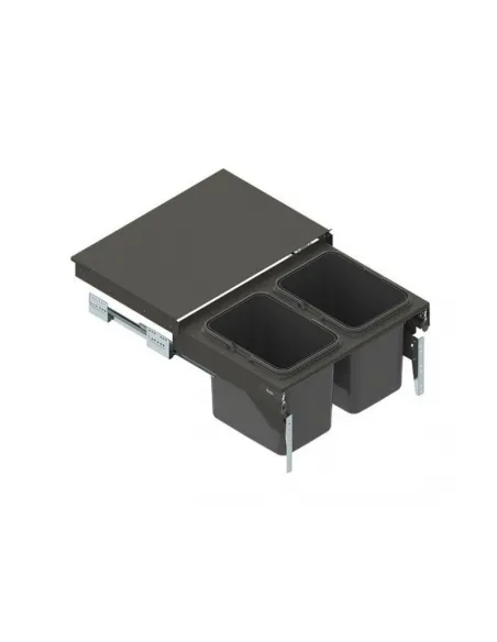 Odpadkový koš SEGREGO Front 60V 2x20l v425, L400mm plnovýsuv soft grafit