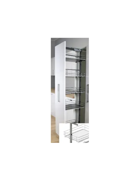 Box potravinový TOWER MINI White 40/120-140/4 4-koše plné dno chrom/bílá bez výsuvu