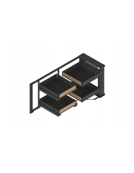Box rohový CORNER FRONT SPACE PLUS PURO Black 1100-1200 drát.dno L/P černá mat/dub