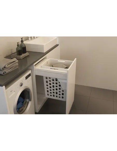 Prádelní koš Elegance, 48 l, 412-418x506x545 mm, bílý plast