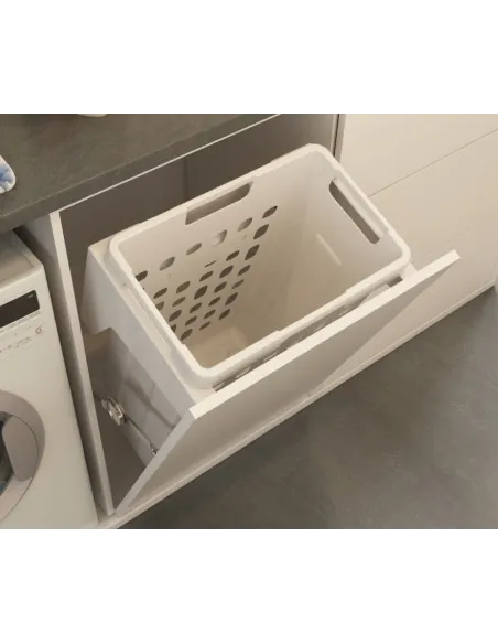 Prádelní výklopný koš Elegance, 35 l, 400x261x552 mm, bílý plast
