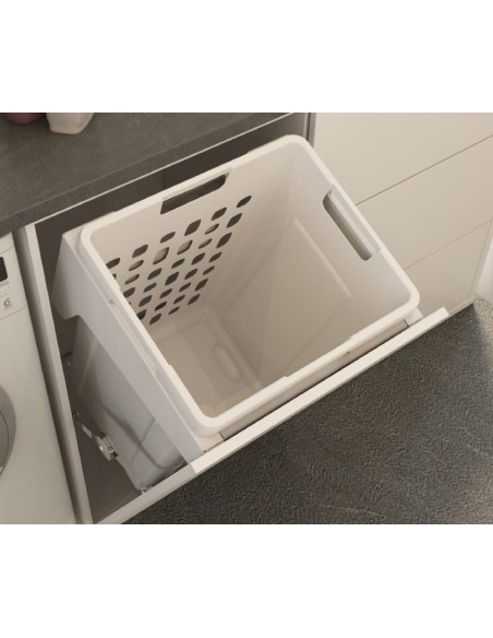 Prádelní výklopný koš Elegance, 48 l, 400x346x530 mm, bílý plast