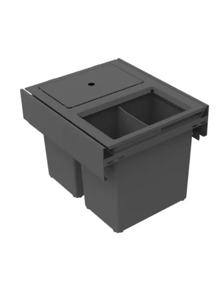 Odpadkový koš HIDE 400, 2x12 l, antracit, plast