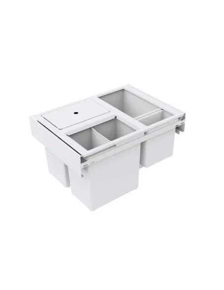 Odpadkový koš HIDE 600, 3x12 + 2,8 l, bílý, plast