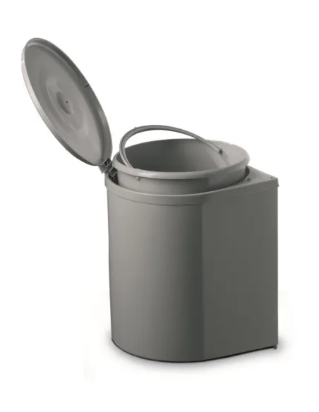 Odpadkový koš kulatý, 1x12 l, šedý plast