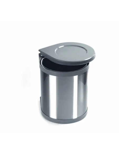 Odpadkový koš kulatý, 1x15 l, šedý plast, nerez