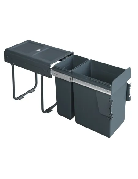 Výsuvný odpadkový 2-koš 1x20 l + 1x10 l + set pro úchycení dvířek, antracit, K30