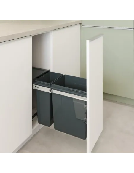 Výsuvný odpadkový 2-koš 1x20 l + 1x10 l + set pro úchycení dvířek, antracit, K30