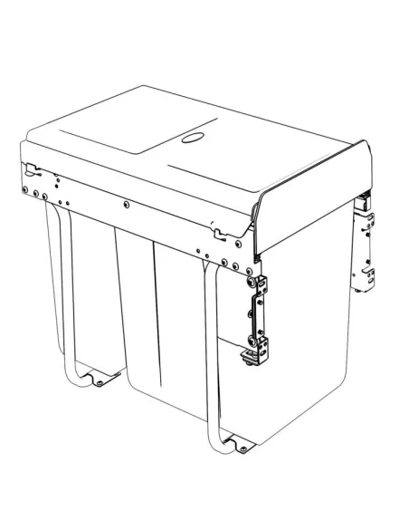 schéma-Výsuvný odpadkový 2-koš 1x20 l + 1x10 l + set pro úchycení dvířek, antracit, K30