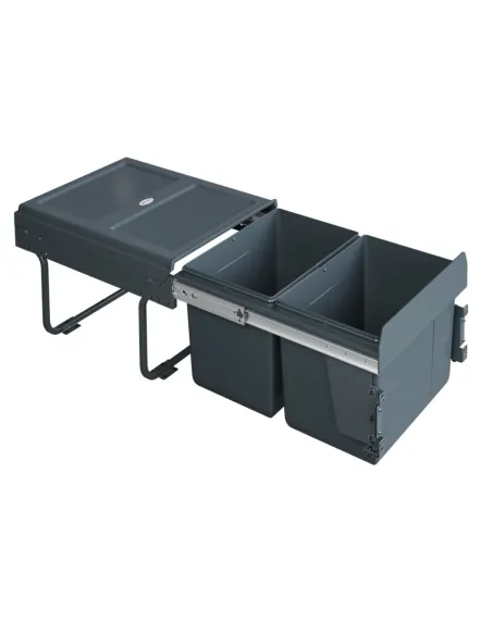 Výsuvný odpadkový 2-koš 2x15 l + set pro úchycení dvířek, antracit, K40