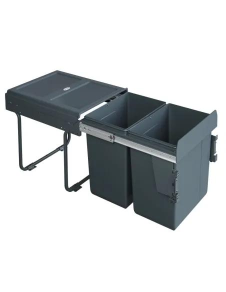Výsuvný odpadkový 2-koš 2x20 l + set pro úchycení dvířek, antracit, K40