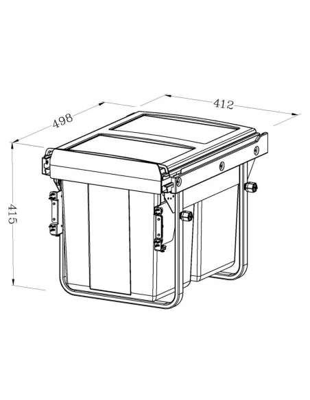 schéma_Výsuvný odpadkový 3-koš Komfort 1x20 l + 2x10 l + set pro uchycení dvířek, antracit