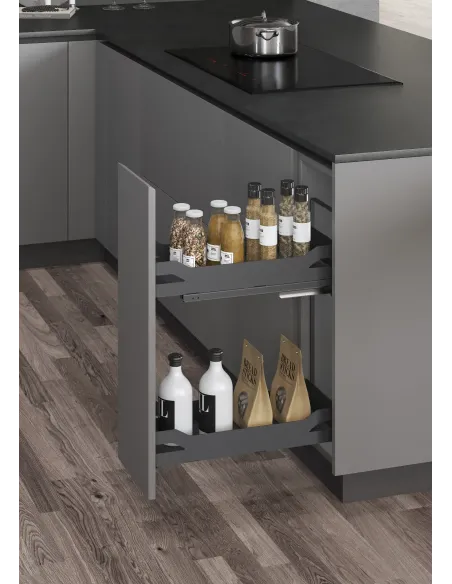 Plnovýsuvný dvojkoš boční WIRELI Style s tl.dovřením, 114x480x580mm, antracit