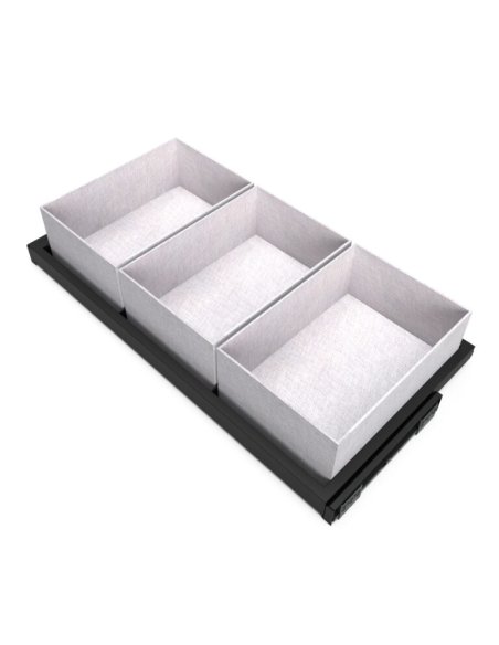 Výsuvný organizér na doplňky HACK, 860-894x434x56 mm, černý epoxid, šedá