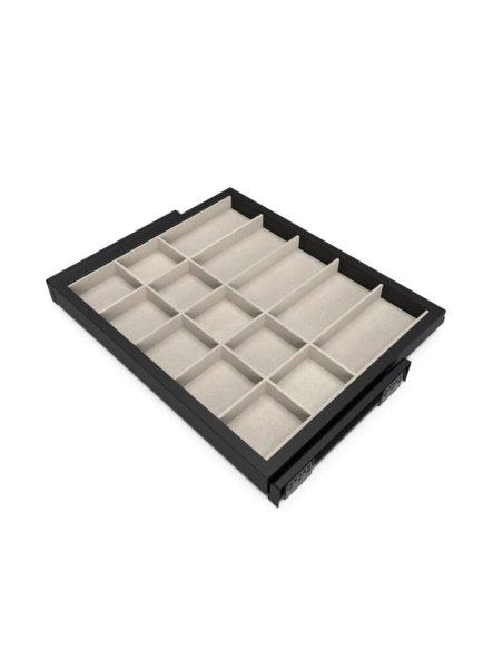 Výsuvný pořadač na doplňky HACK,  560-594x434x56 mm, černý epoxid, šedá