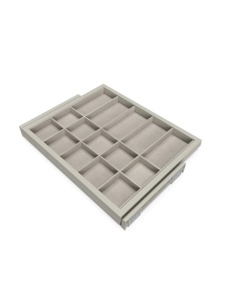Výsuvný pořadač na doplňky HACK,  560-594x434x56 mm, kamenná šedá, šedá