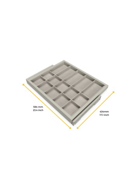 schéma-Výsuvný pořadač na doplňky HACK,  560-594x434x56 mm, kamenná šedá, šedá