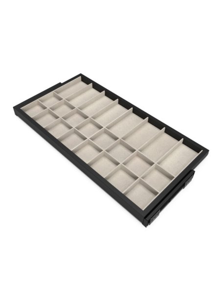 Výsuvný pořadač na doplňky HACK, 860-894x434x56 mm, černý epoxid, šedá